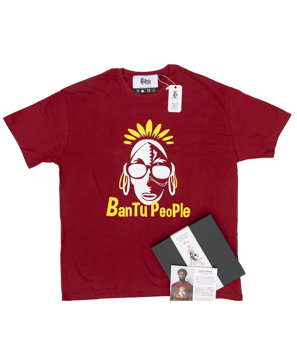 Gift Tee for Men and Women – Inspirational Cultural Red Cotton T-Shirt – The Mask of Memory and Future