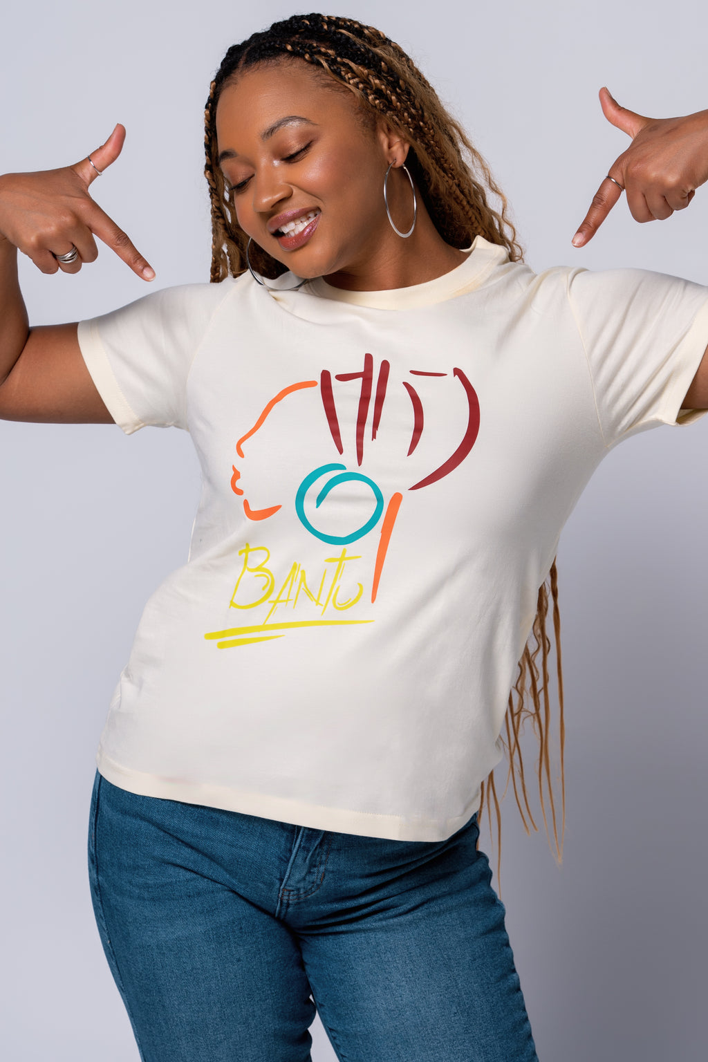 Graphic Tee for Women – Inspirational Cultural Beige Cotton T-Shirt – The Original Woman – Bantu Queen