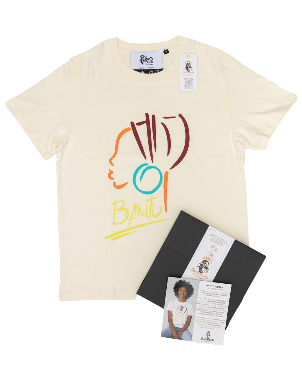 Graphic Tee for Women – Inspirational Cultural Beige Cotton T-Shirt – The Original Woman – Bantu Queen