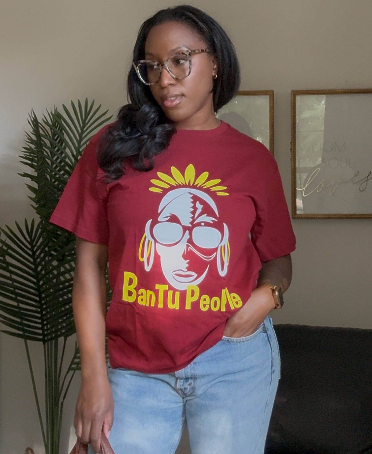 Gift Tee for Men and Women – Inspirational Cultural Red Cotton T-Shirt – The Mask of Memory and Future