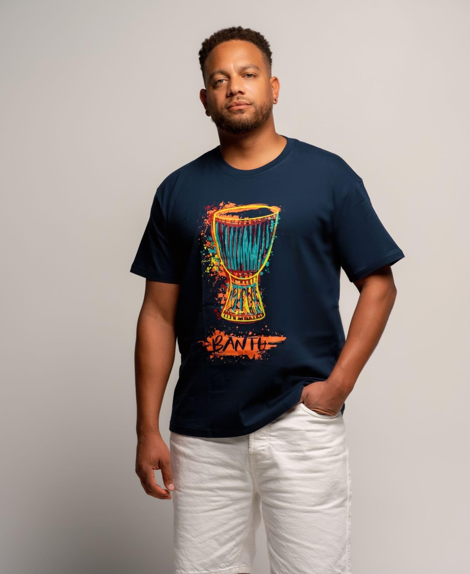 Gift Tee for Men and Women – Inspirational Cultural Dark Blue Cotton T-Shirt – The Symbolic Call – Tam-Tam