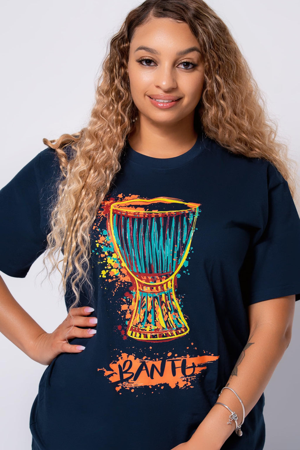 Gift Tee for Men and Women – Inspirational Cultural Dark Blue Cotton T-Shirt – The Symbolic Call – Tam-Tam