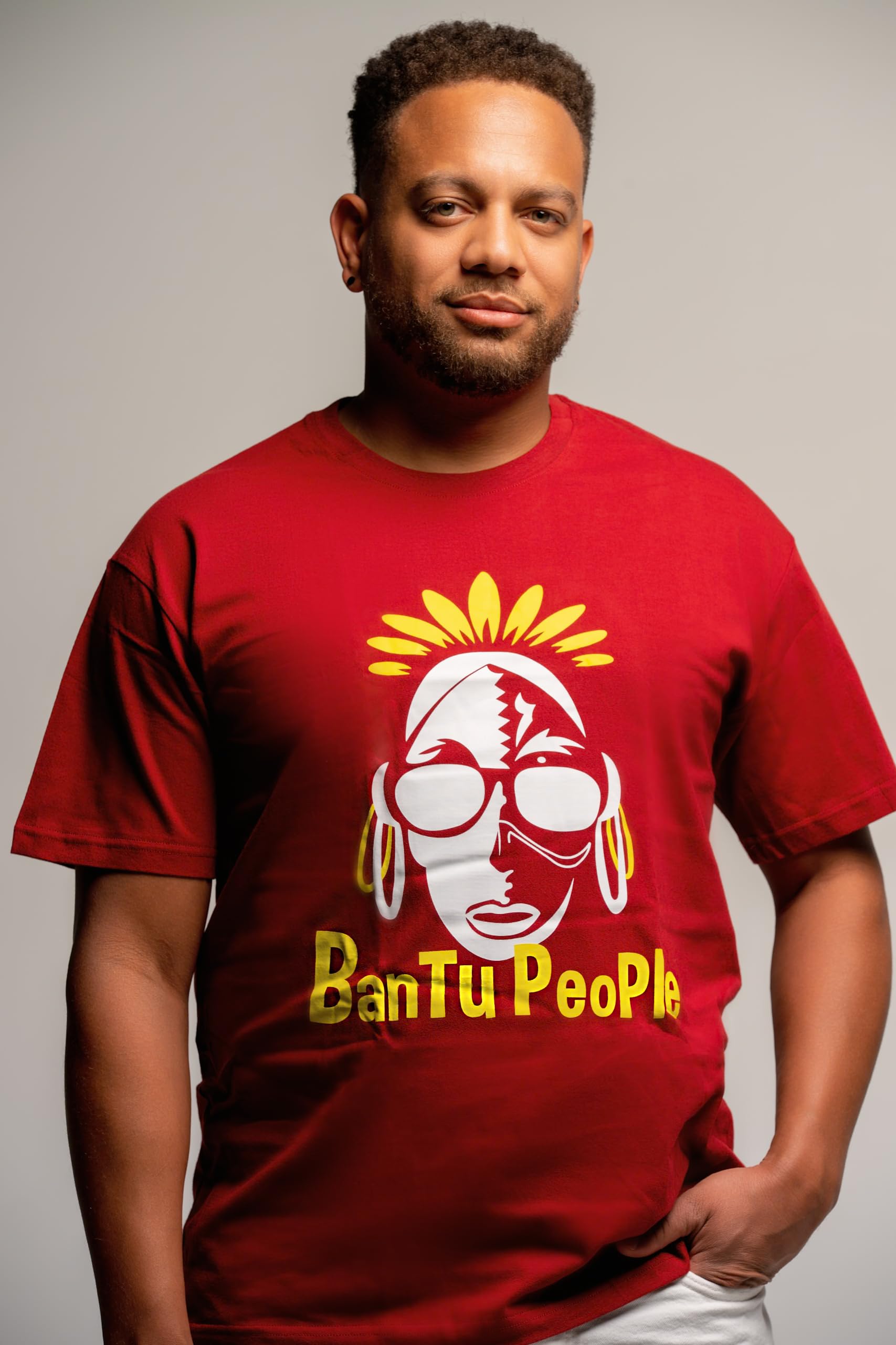 Gift Tee for Men and Women – Inspirational Cultural Red Cotton T-Shirt – The Mask of Memory and Future