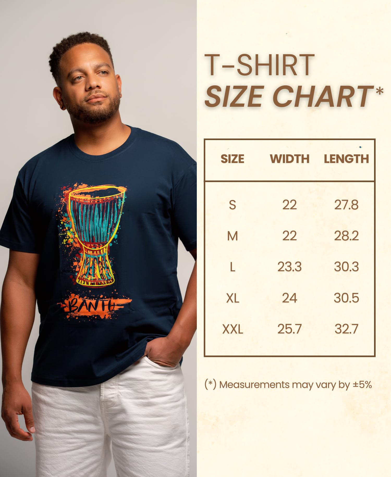 Gift Tee for Men and Women – Inspirational Cultural Dark Blue Cotton T-Shirt – The Symbolic Call – Tam-Tam