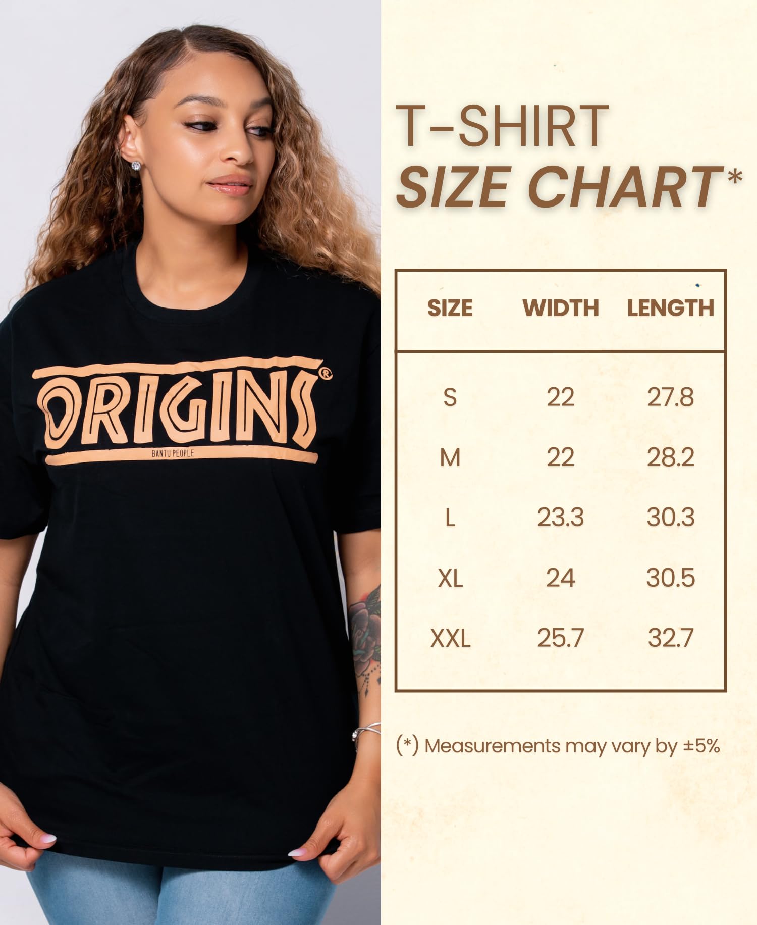 Gift Tee for Men and Women – Inspirational Cultural Black Cotton T-Shirt with Gold Design – Our Roots – Origins